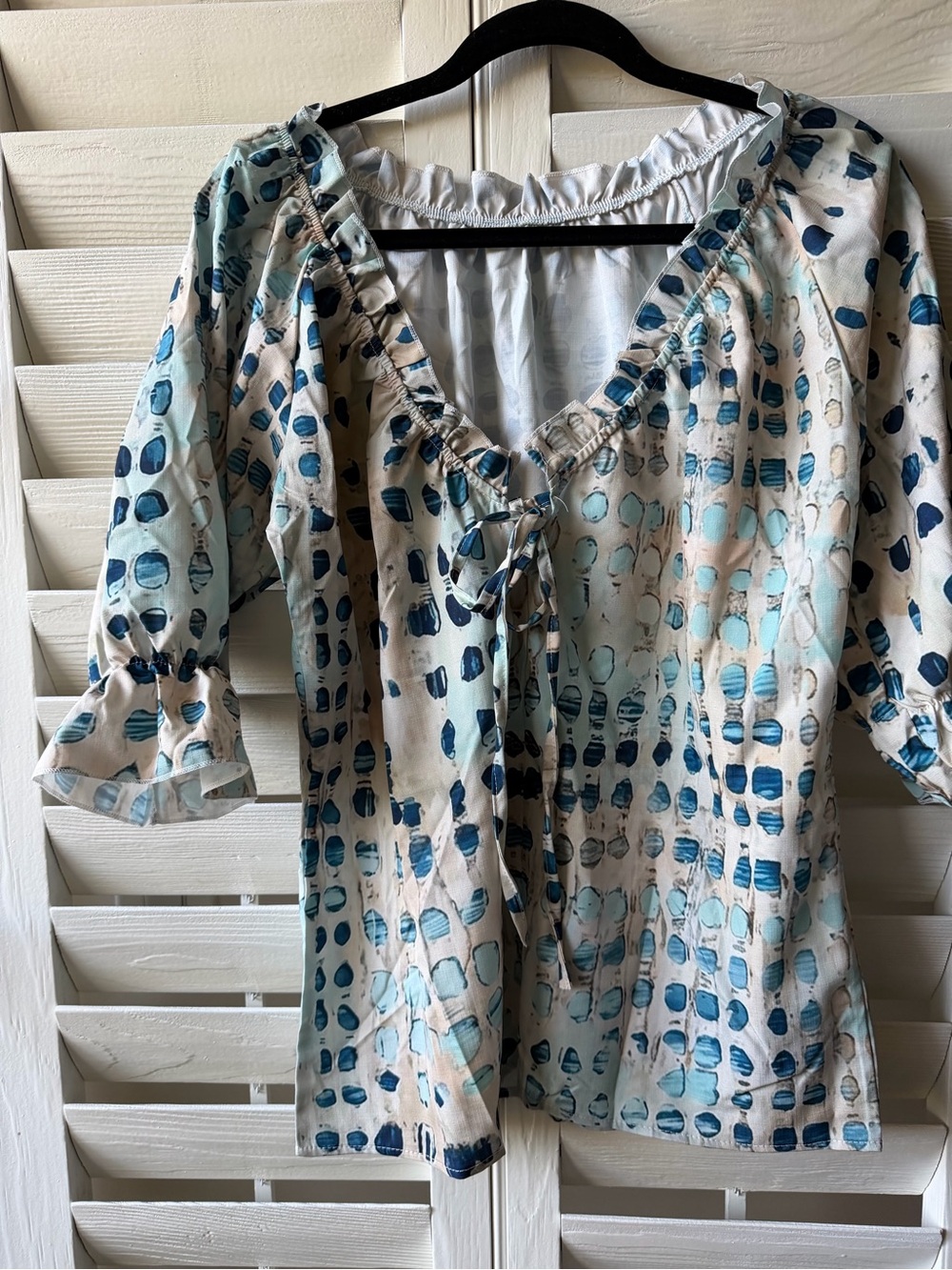 Off shoulder sexy  Blue Dot Print Peasant Top